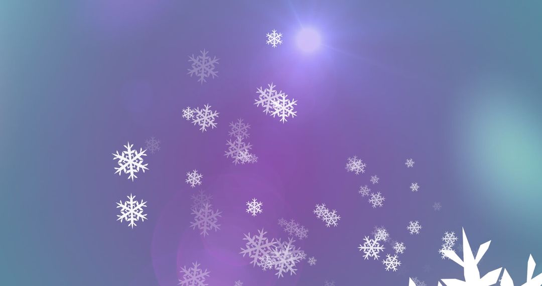 Falling Snowflakes on Colorful Lights Background