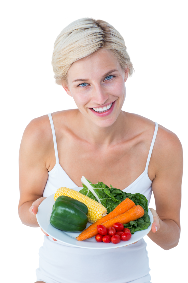 Woman Holding Plate of Fresh Vegetables Transparent Background - Download Free Stock Images Pikwizard.com