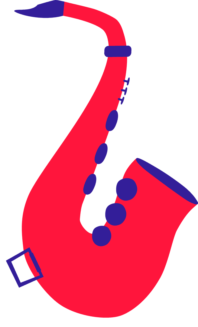 Modern Graphic Flat Saxophone Illustration on Transparent Background