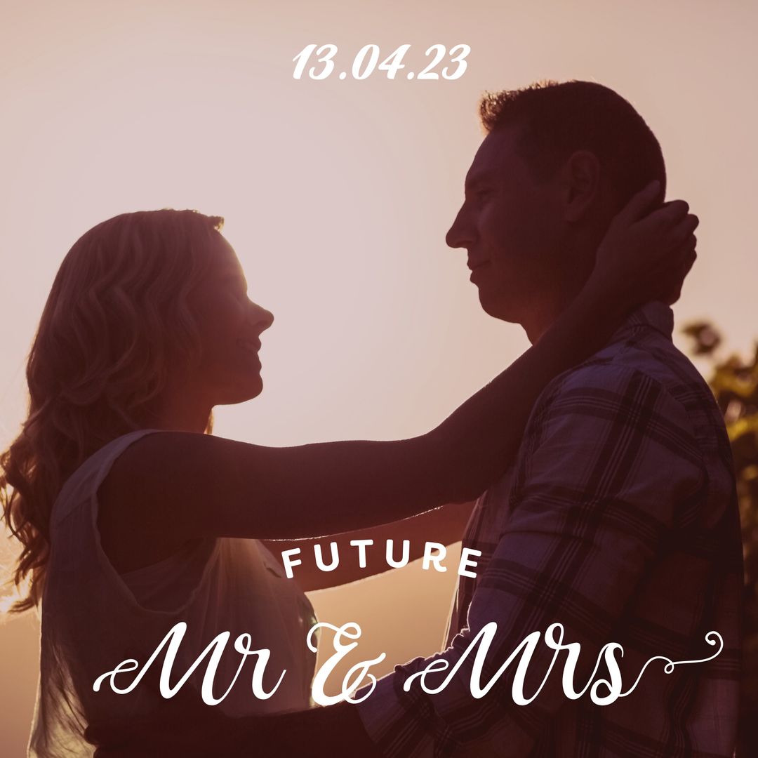 Silhouette of Couple in Sunset Embracing Future Mr & Mrs - Download Free Stock Templates Pikwizard.com