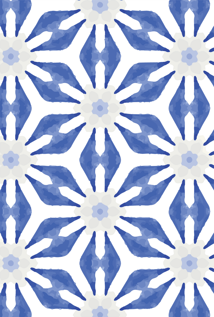 Seamless Floral Pattern with Blue Flowers on Transparent Background