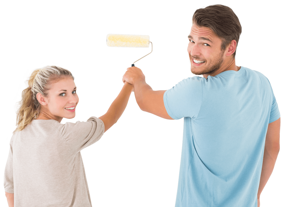 Transparent Couple Joyfully Painting Dance Date Home