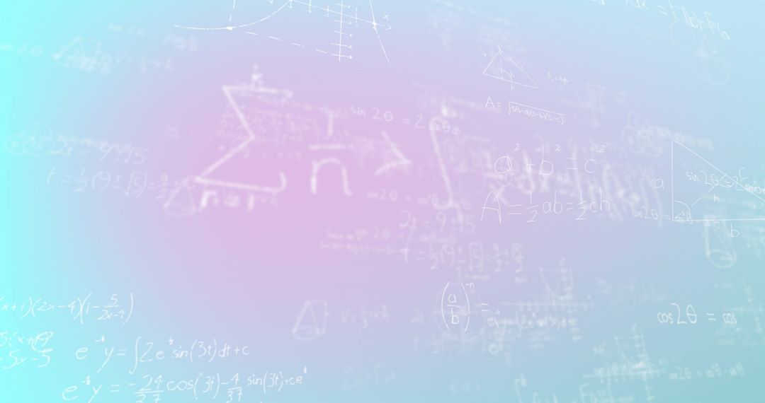 Mathematical Equations on Gradient of Pink and Blue