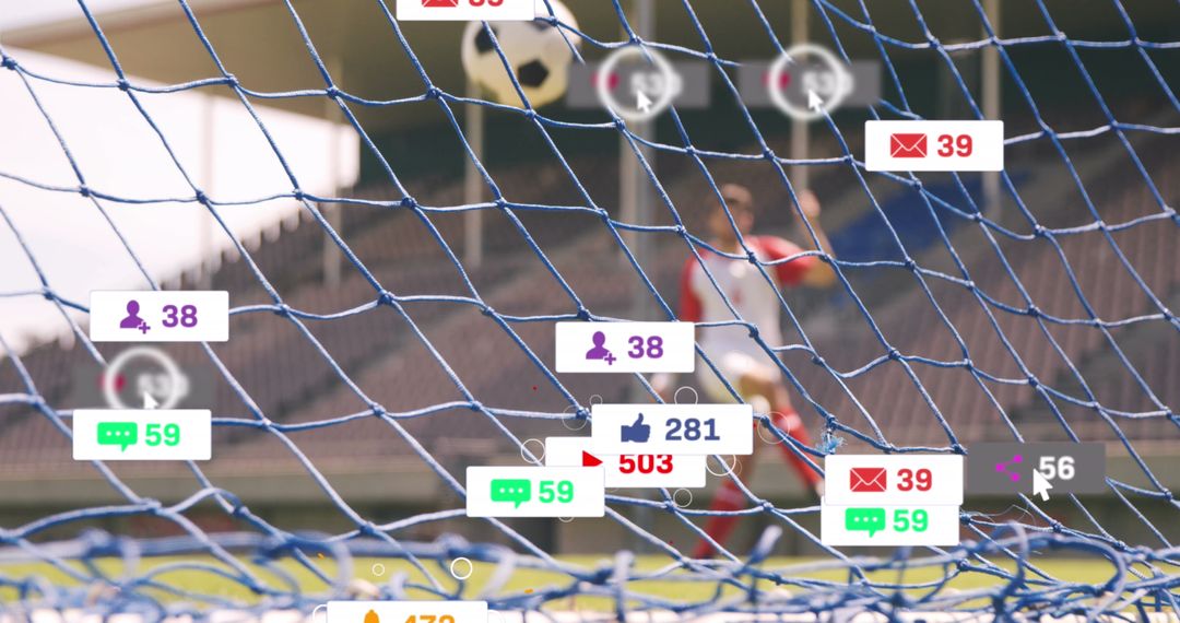 Digital Soccer Player with Social Media Notifications Overlay