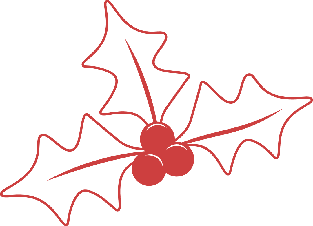 Red Holly and Berries Icon with Transparent Background