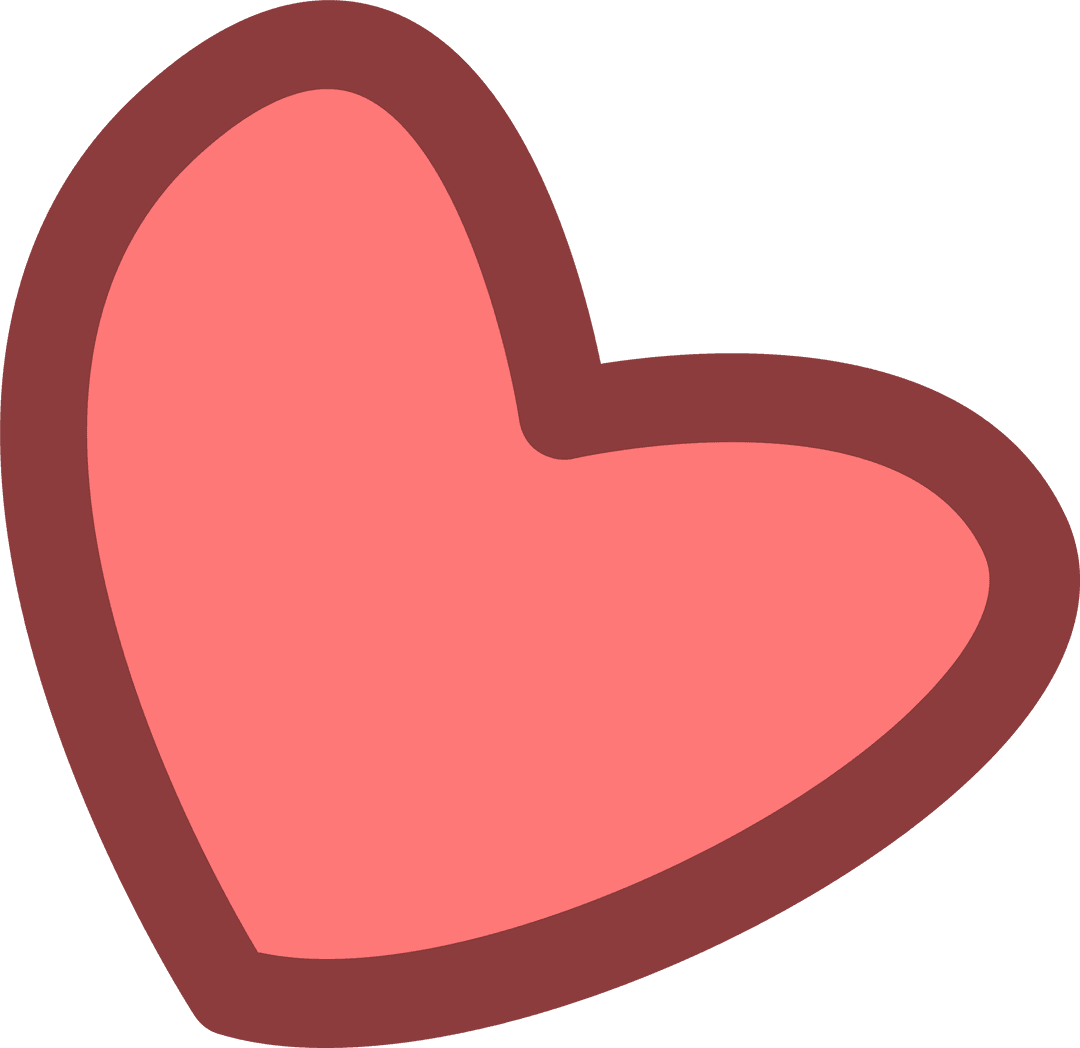 Coral Red Heart on Transparent Background for Romantic Designs