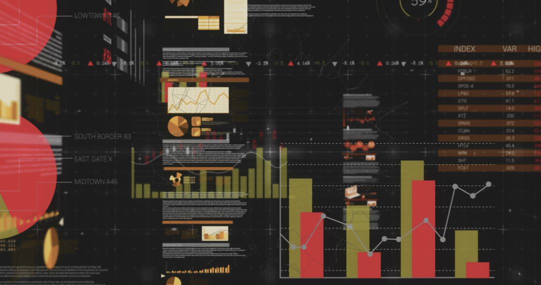 Complex Digital Dashboard Interface Displaying Financial Data and Growth Analytics