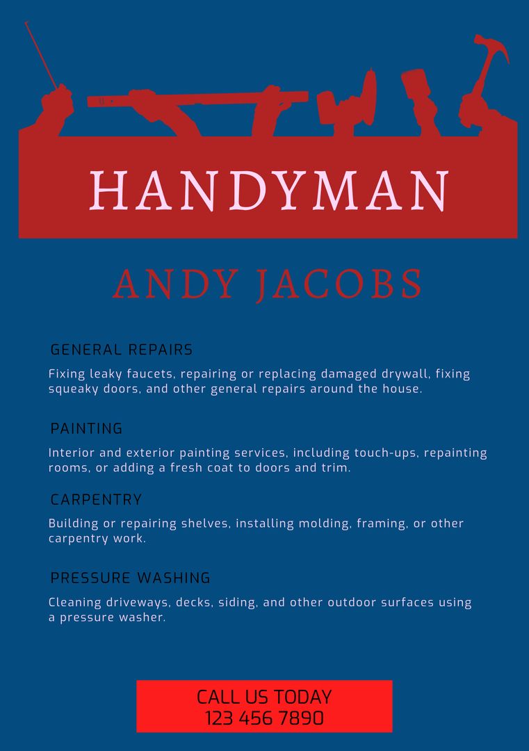 Professional Handyman Service Flyer with Tool Silhouettes - Download Free Stock Templates Pikwizard.com