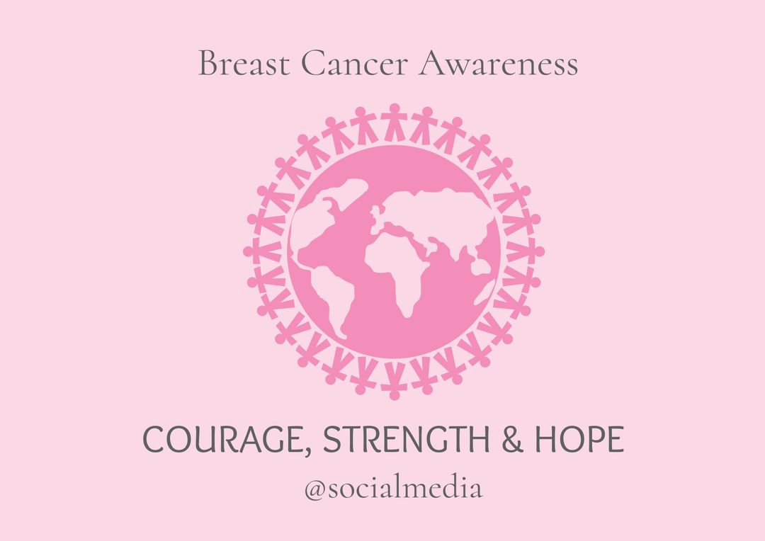 Breast Cancer Awareness Poster with Global Support Symbol - Download Free Stock Templates Pikwizard.com