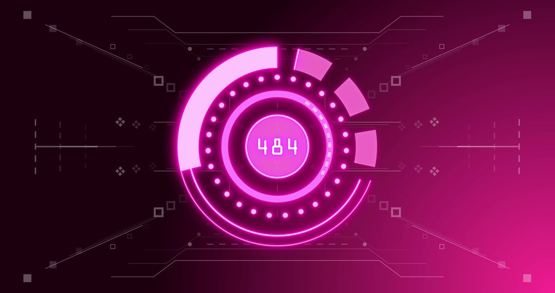 Vibrant Pink Digital Interface HUD Design on Dark Background