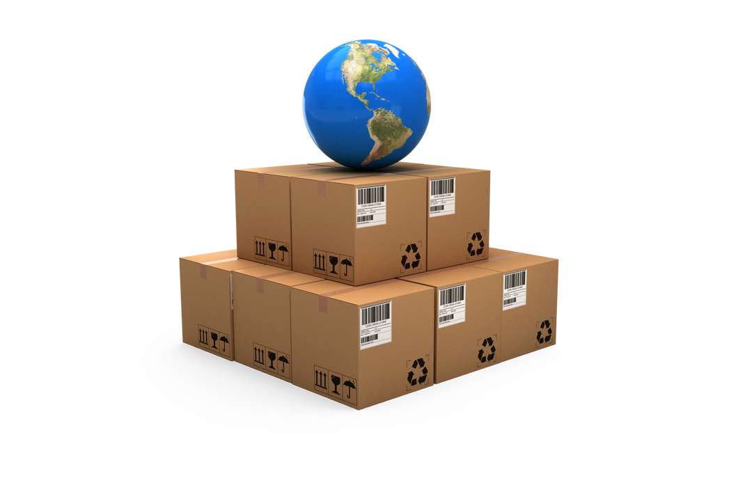 Transparent Globe on Cardboard Boxes Symbolizing Global Shipping - Download Free Stock Images Pikwizard.com