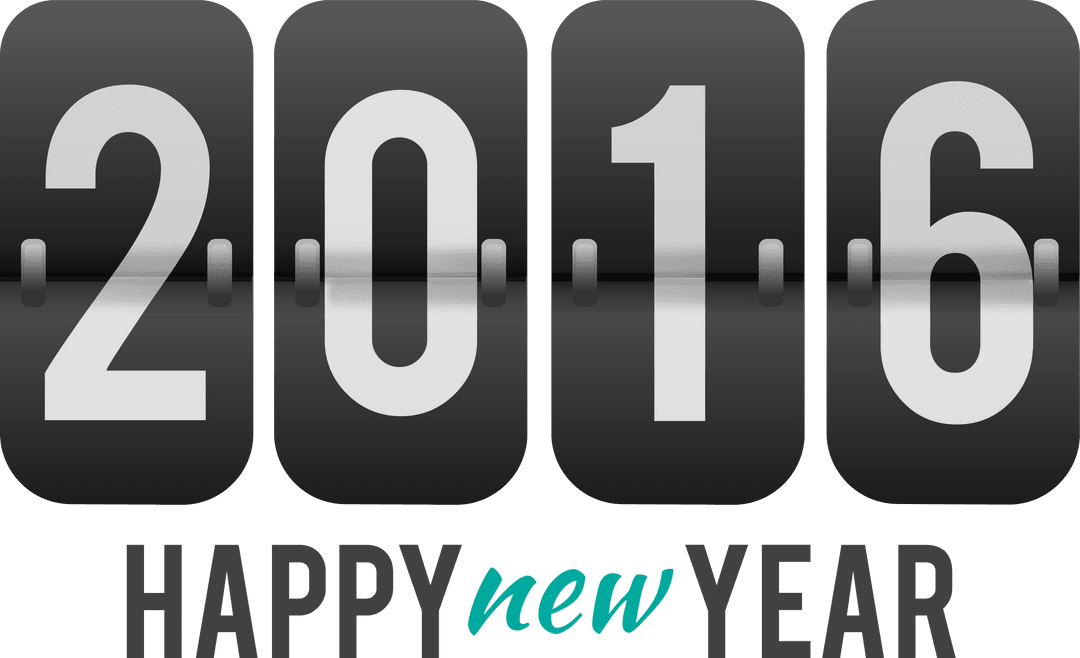 2026 Happy New Year Text Digitally on Transparent Background