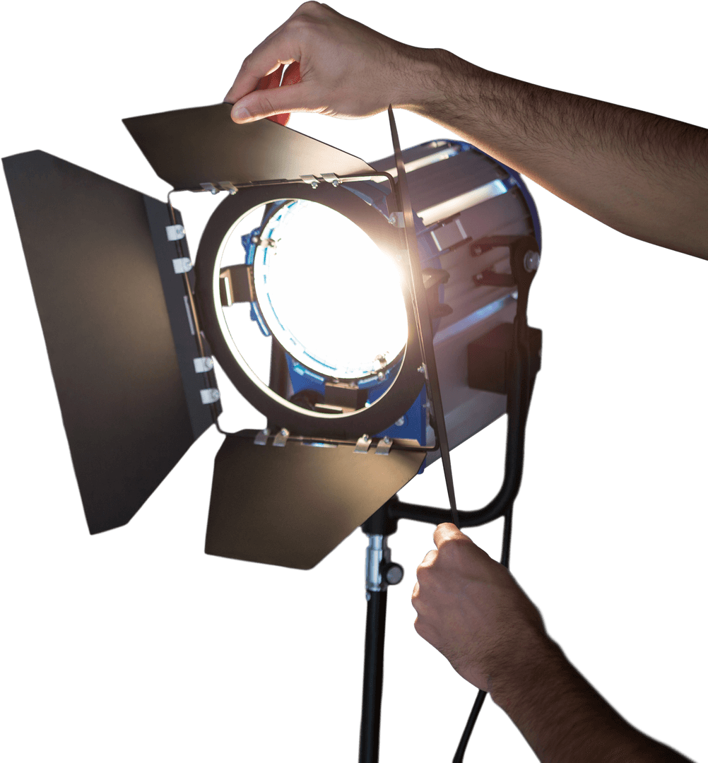 Transparent Background Stage Spotlight Adjustment Close-Up View