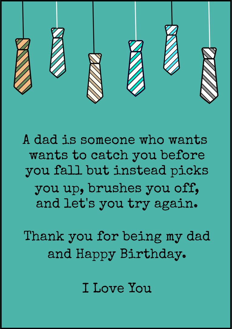 Happy Birthday Dad Greeting with Ties Hanging on Green Background - Download Free Stock Templates Pikwizard.com