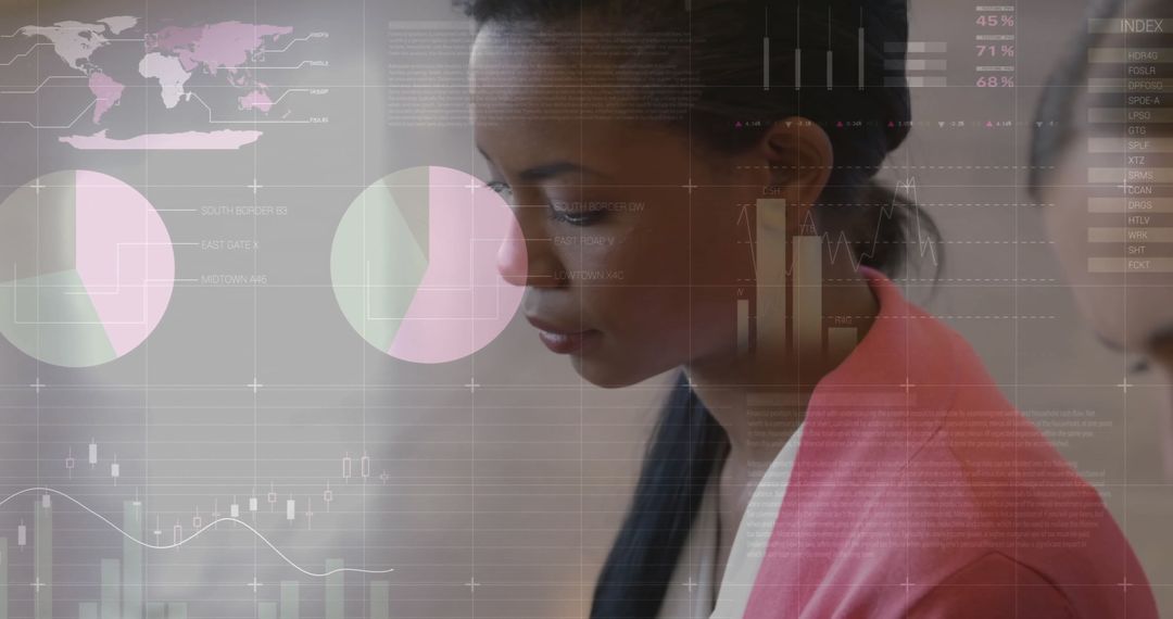 Biracial Businesswoman Analyzing Digital Data on Tablet