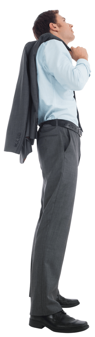 Transparent Confident Businessman Holding Jacket