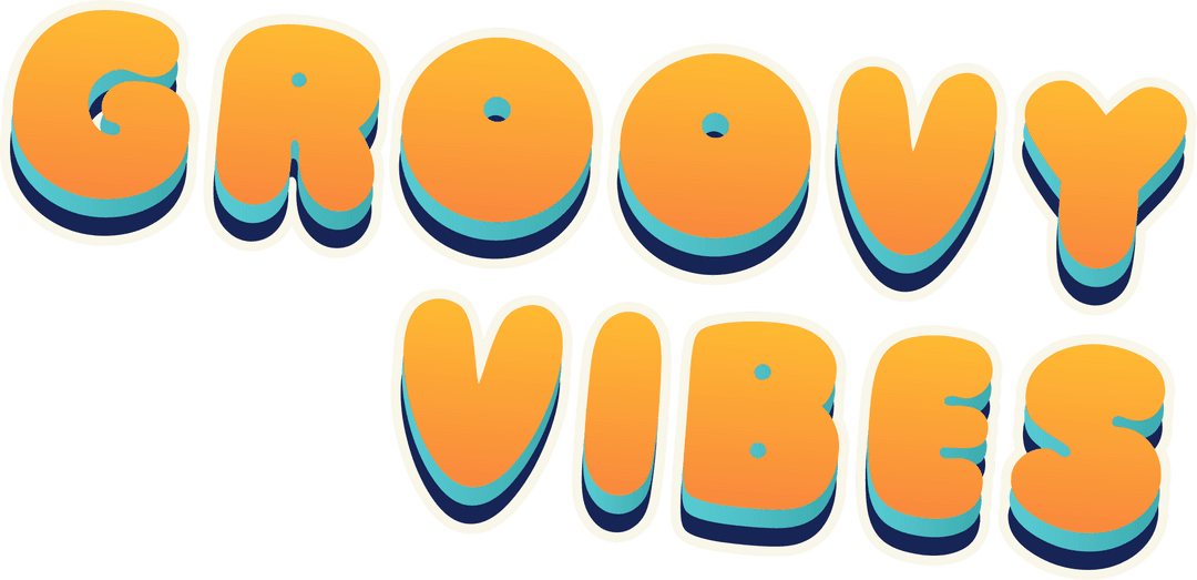 3D Bubble Font Text 'GROOVY VIBES' with Transparent Backdrop
