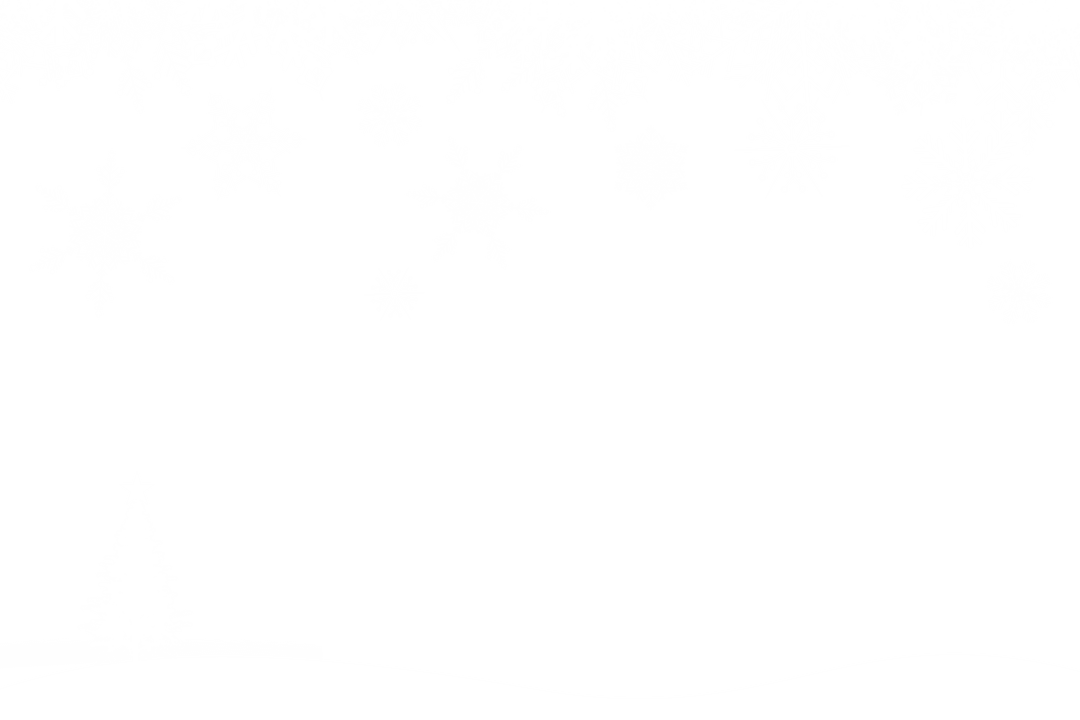 Transparent winter scene with snowflakes and christmas tree