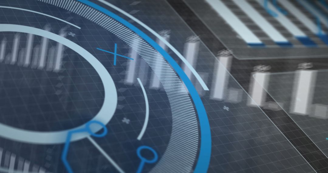 Futuristic Data Analytics Interface with Graphs and Diagrams