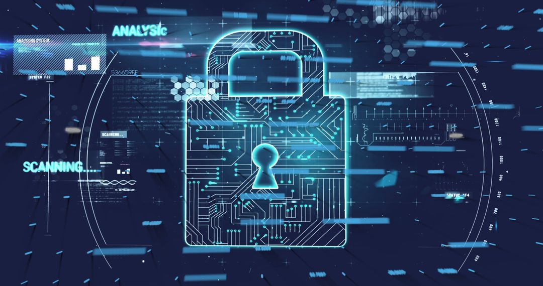 Digital Data Security with Padlock Symbol in Cybersecurity Environment