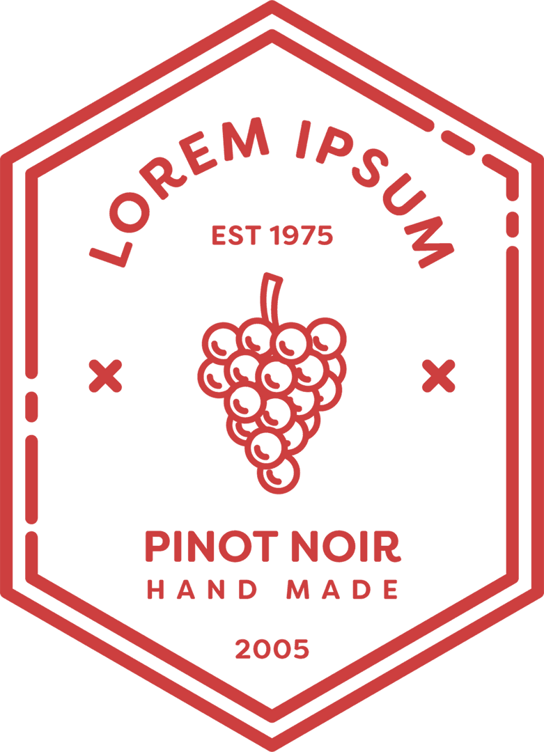 Red Pinot Noir Badge with Grapes on Transparent Background