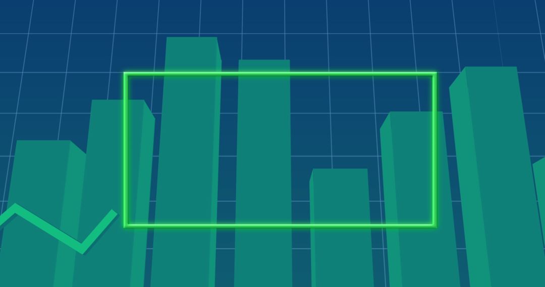 Neon Frame Over 3D Graph on Blue Background