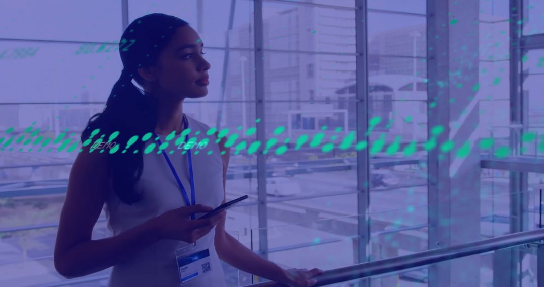 Digital Data Processing with Businesswoman in Modern Office