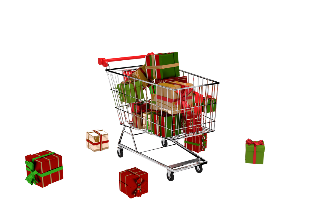 Transparent Shopping Cart Filled with Wrapped Christmas Gifts - Download Free Stock Images Pikwizard.com