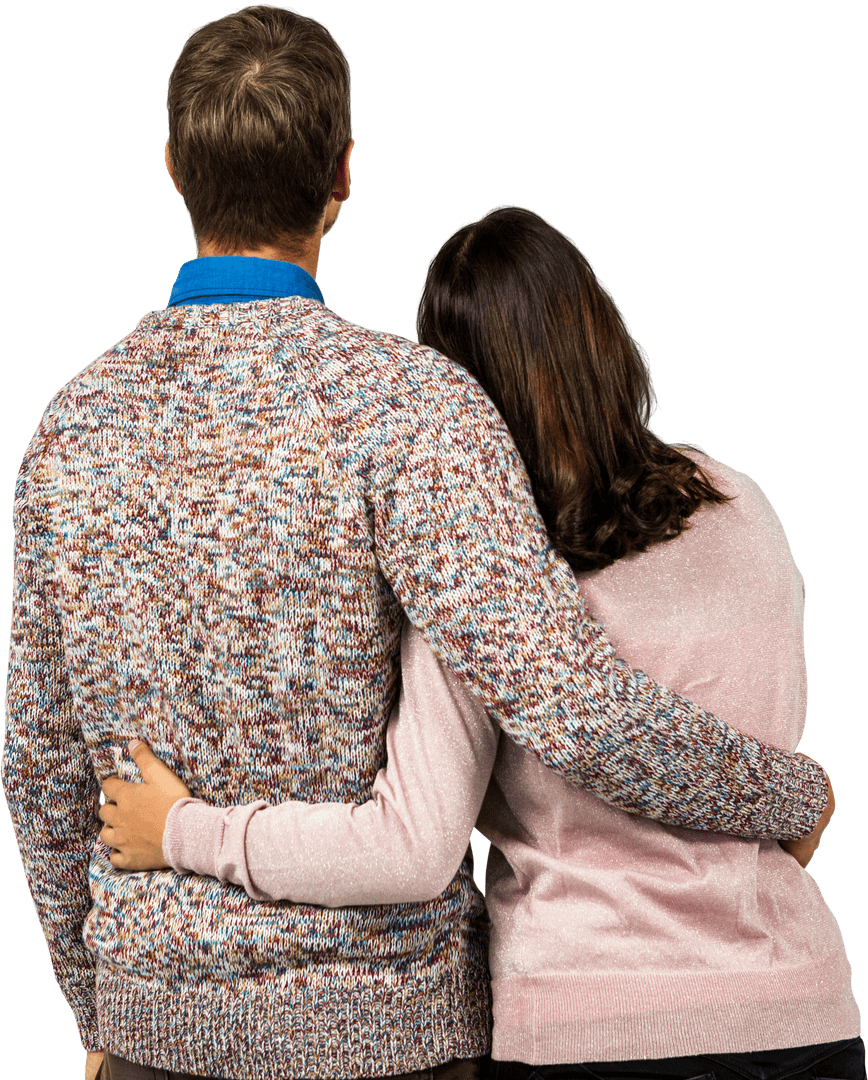 Transparent Rear Embrace of Loving Couple