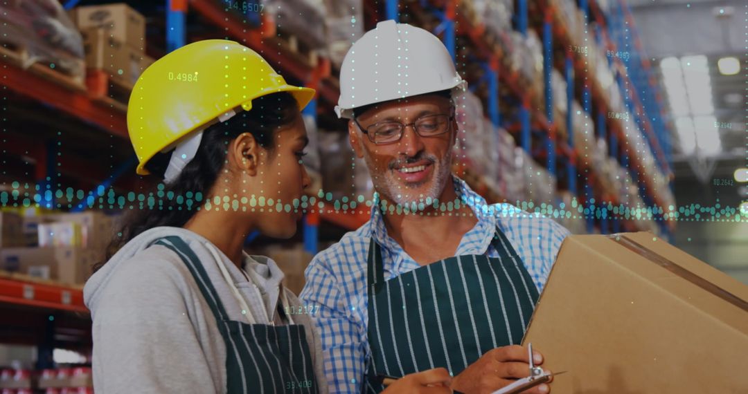 Warehouse Workers with Digital Data Interface