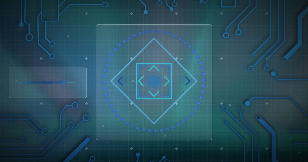Futuristic Digital Interface Scan on Circuit Board