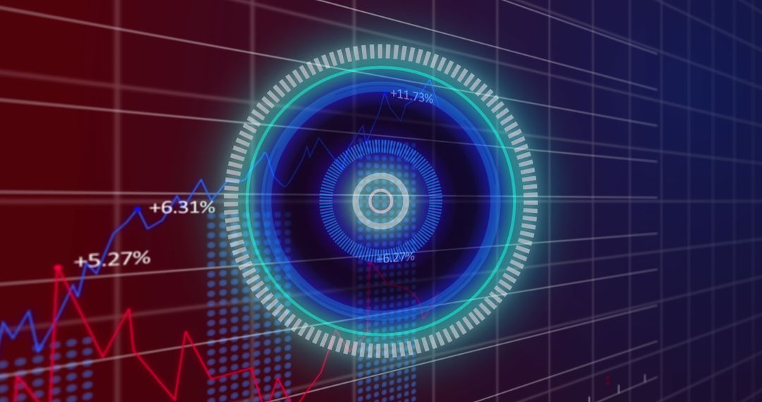 Futuristic Global Financial Data Analysis Interface with Scanning Scope