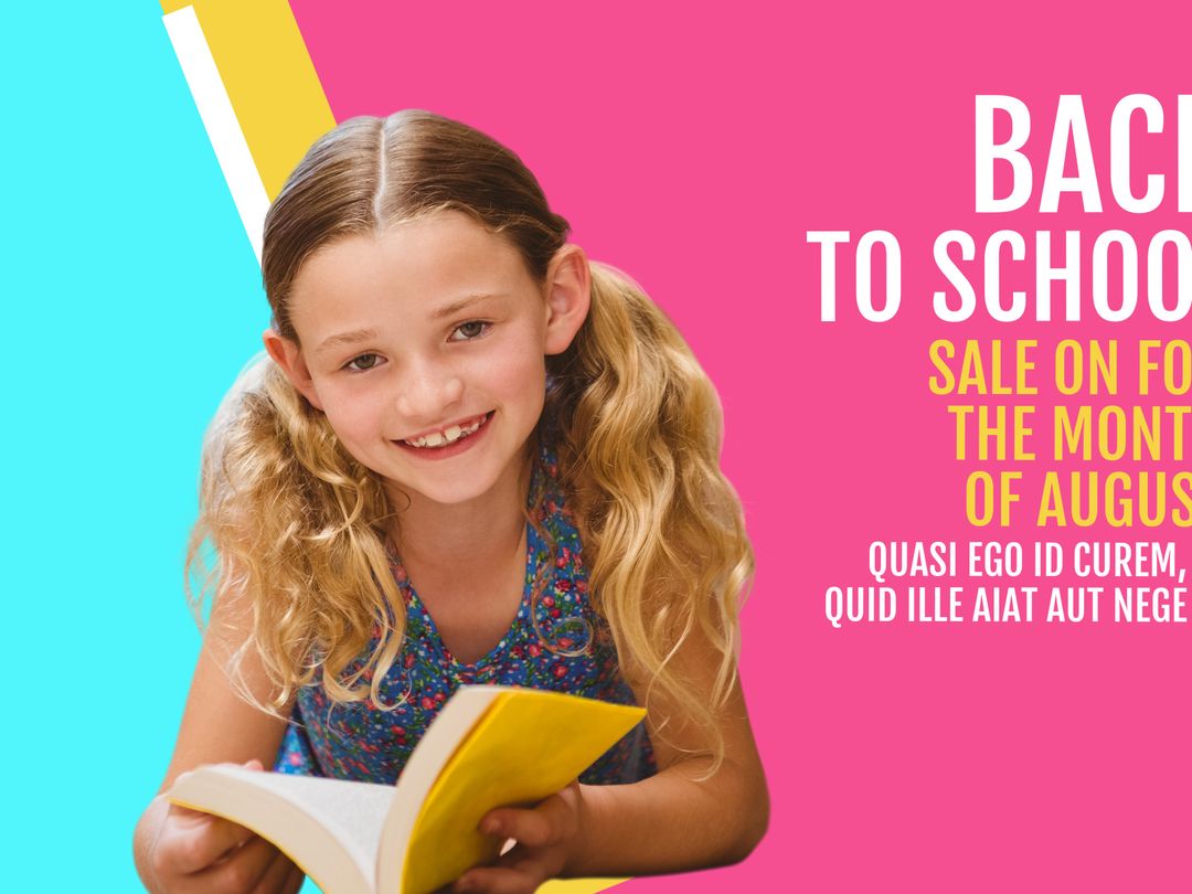 Enthusiastic Girl Reading Promotes Back to School Excitement