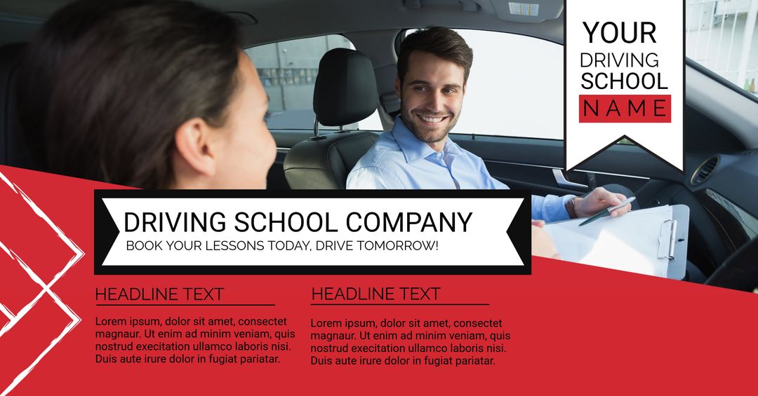 Driving School Advertisement with Mangagement HR Tiles - Download Free Stock Templates Pikwizard.com