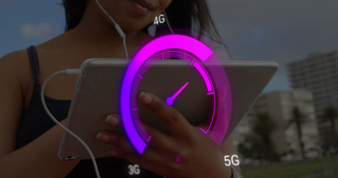 Digital Speedometer Overlay Showing High Internet Speed