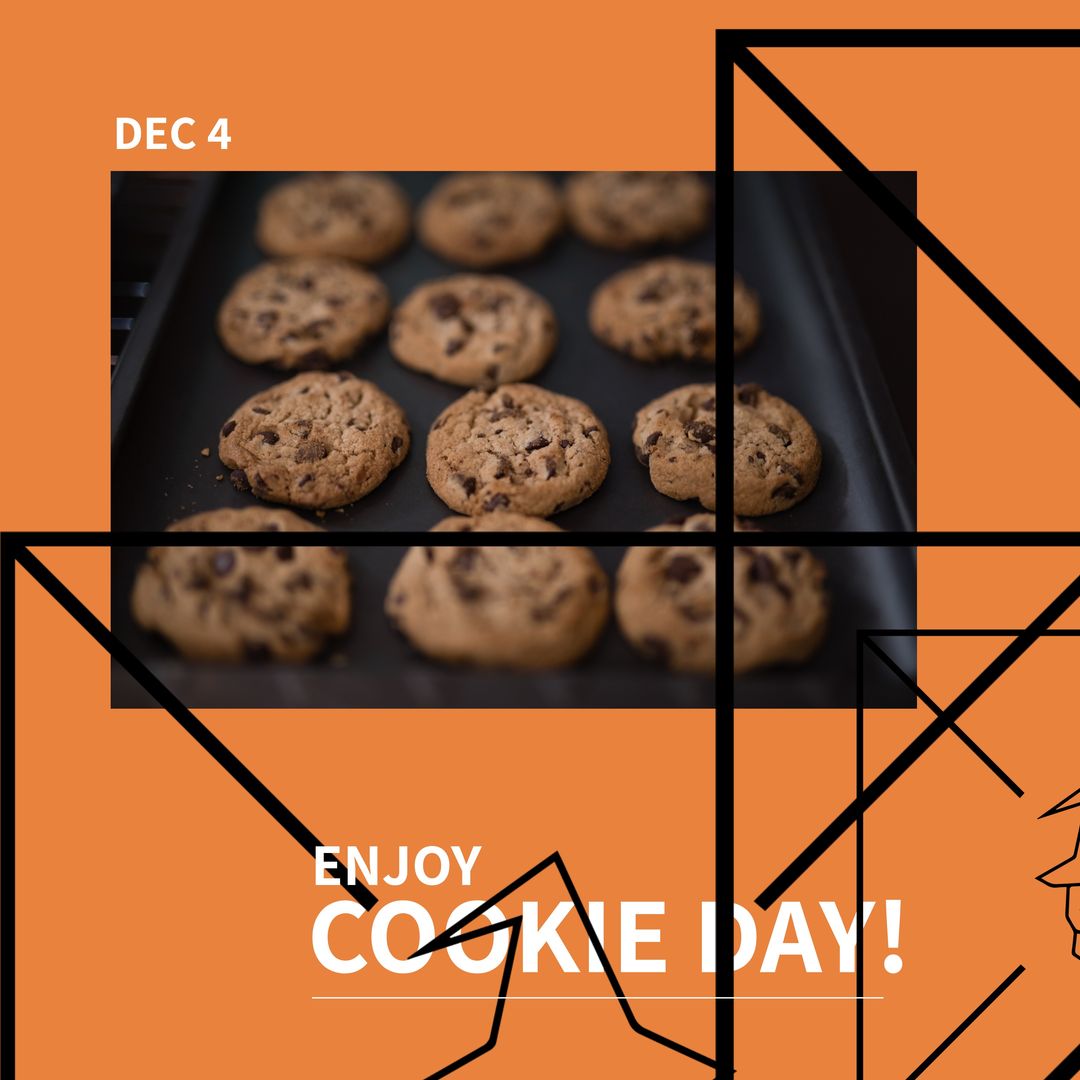Composition of enjoy cookie day text over cookies and shapes on orange background - Download Free Stock Templates Pikwizard.com