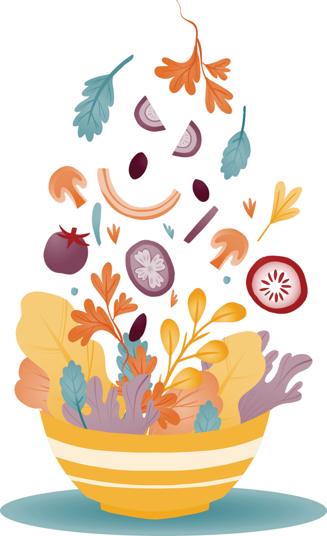 Transparent Floating Vegetables with Leaves Illustration