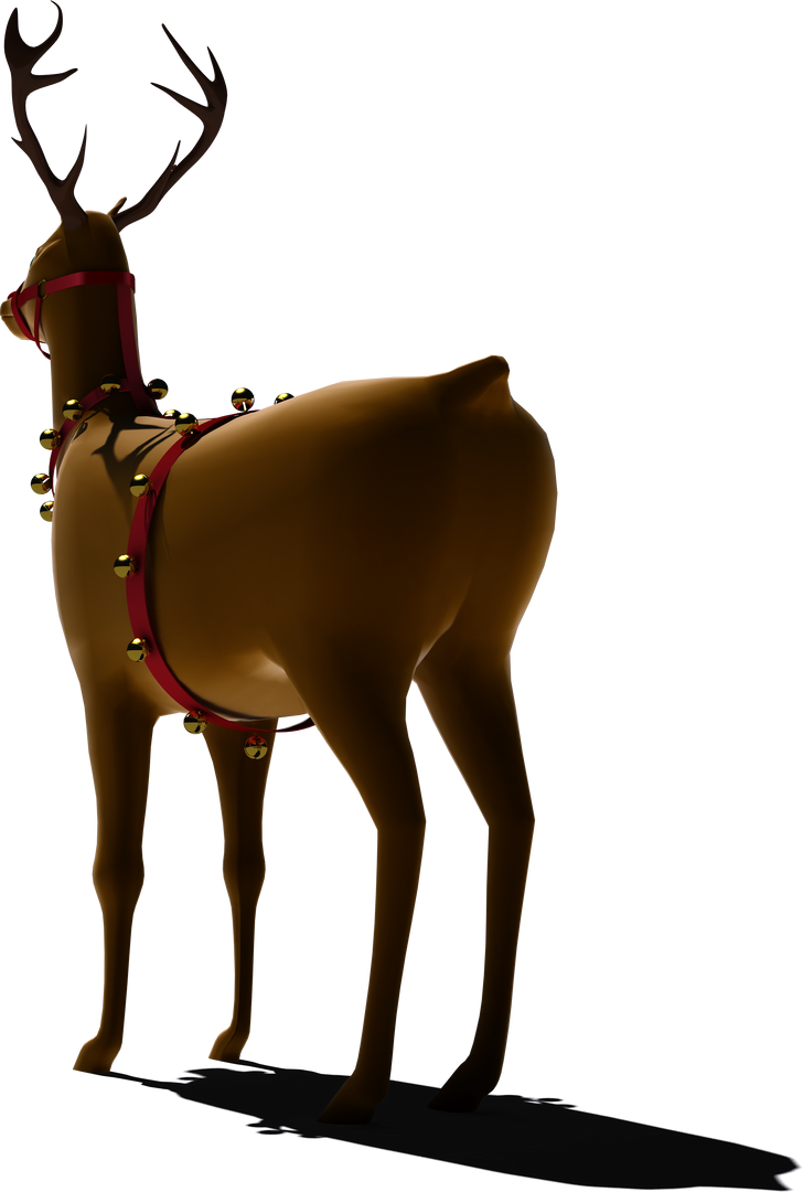 Transparent Christmas Reindeer Wearing Red Harness and Bells Rear View - Download Free Stock Images Pikwizard.com