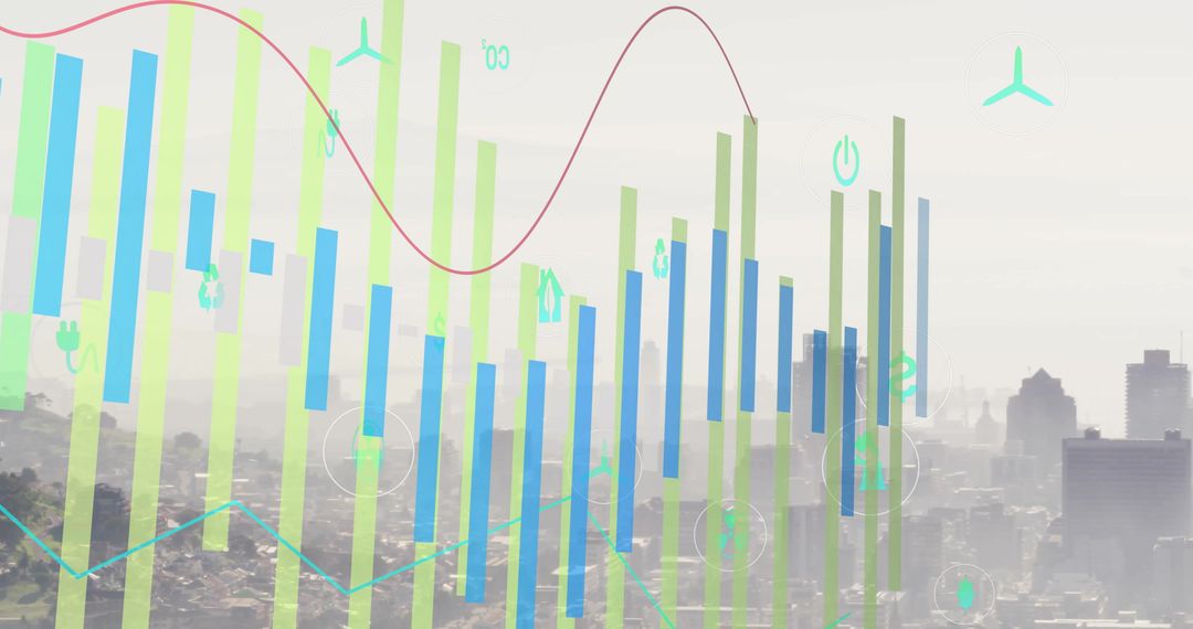 Sustainable Urban Analytics Overlay on Hazy City Skyline