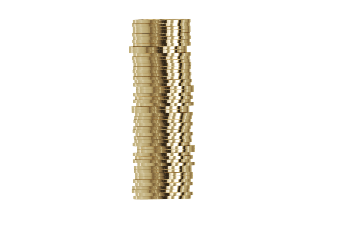 Tall Stack of Transparent Gold Coins Isolated