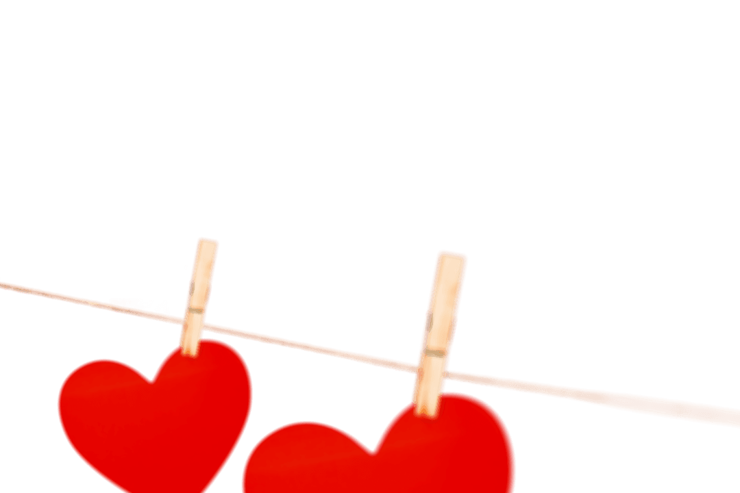 Red Hearts Hanging on Line Transparent Background Love Vector