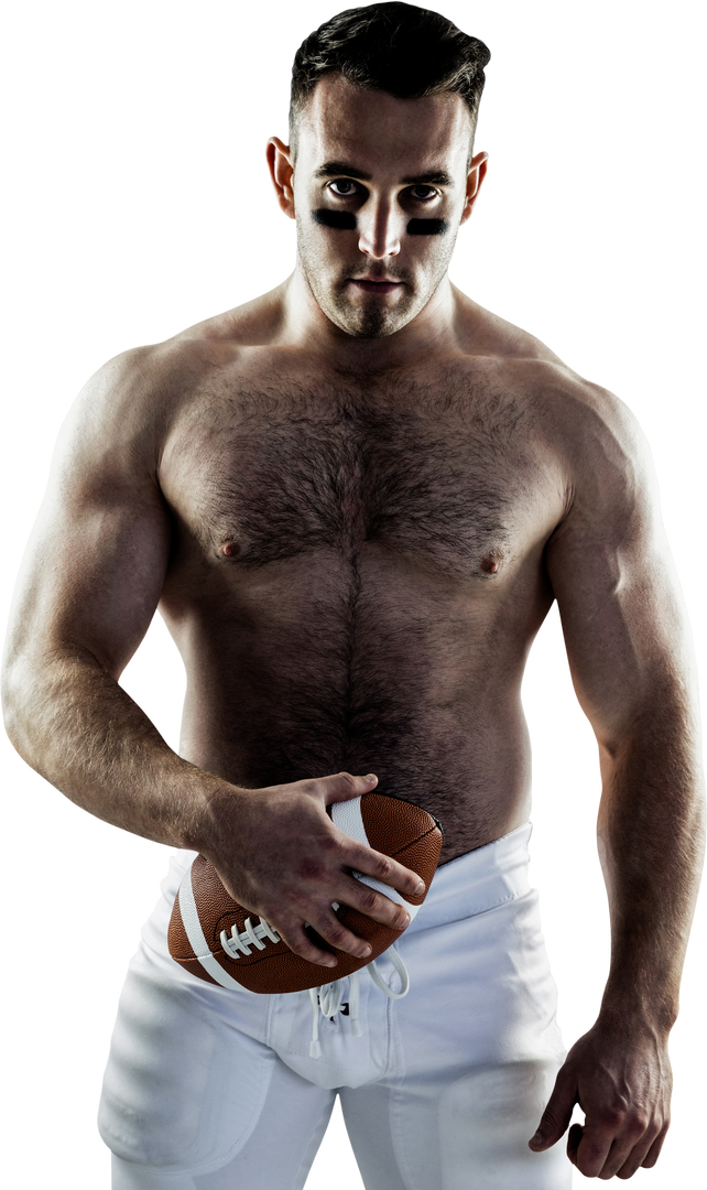 Shirtless American Football Player Holding Ball, Transparent Background - Download Free Stock Images Pikwizard.com