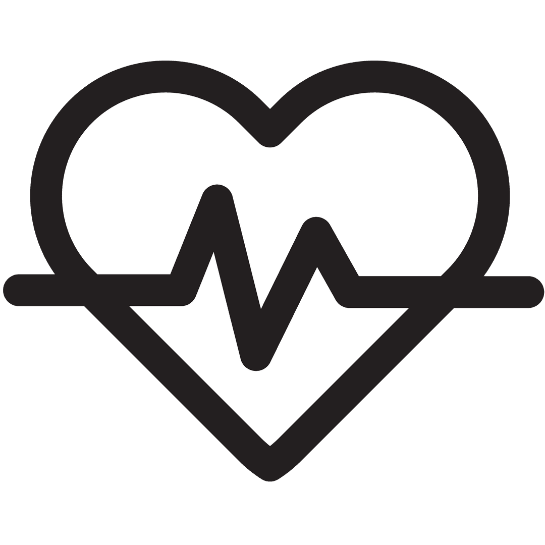 Heart with Cardiograph Symbol on Transparent Background