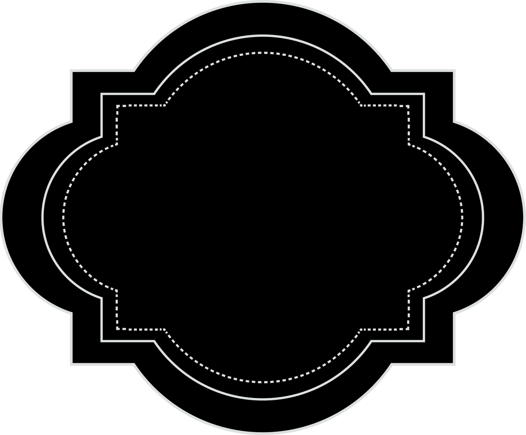 Decorative Curved Blank Black Label on Transparent Background