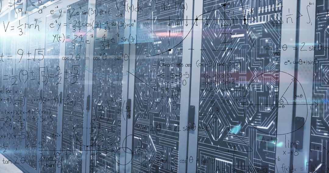 Mathematical Equations Overlay on Modern Server Machines