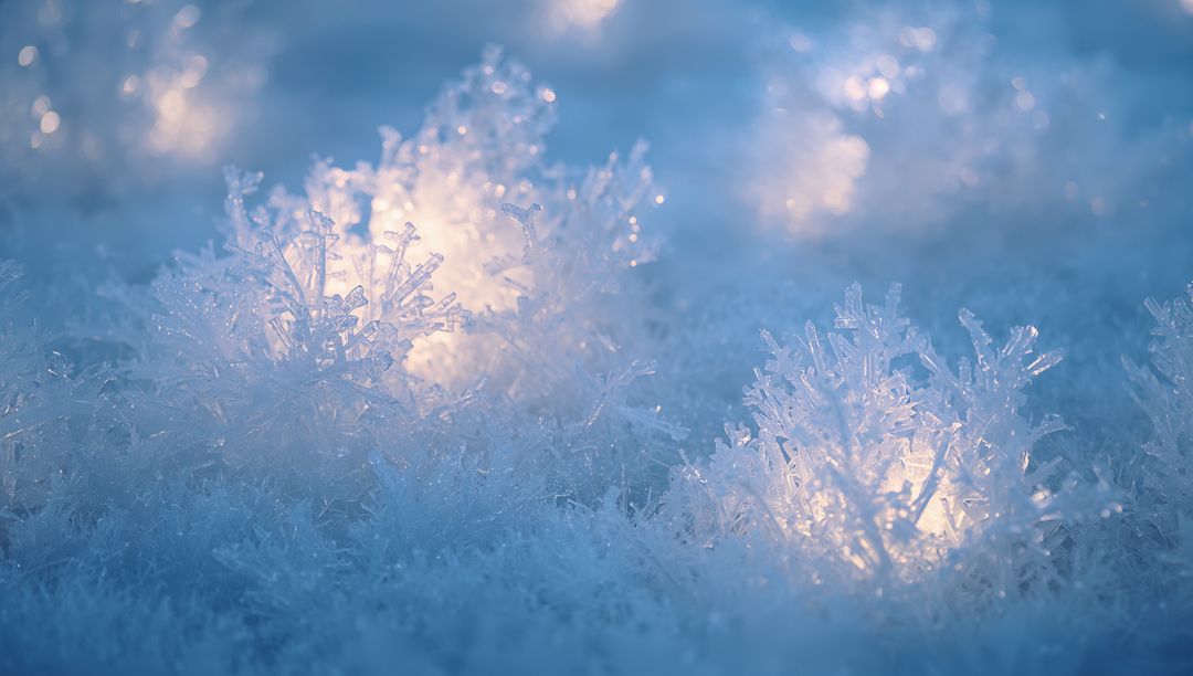 Glowing Hoar Frost Clusters Revealing Dendritic Ice Crystals with Warm Backlight