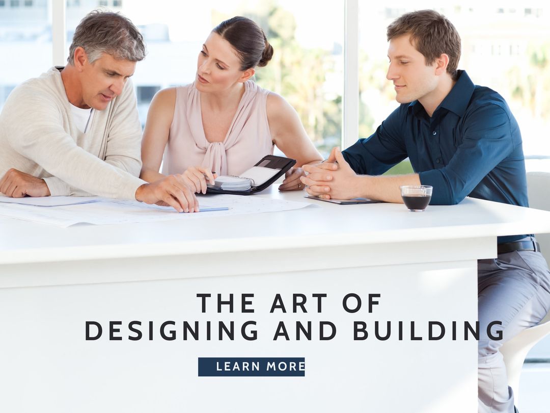 Architects Collaborating on Blueprint in Modern Office