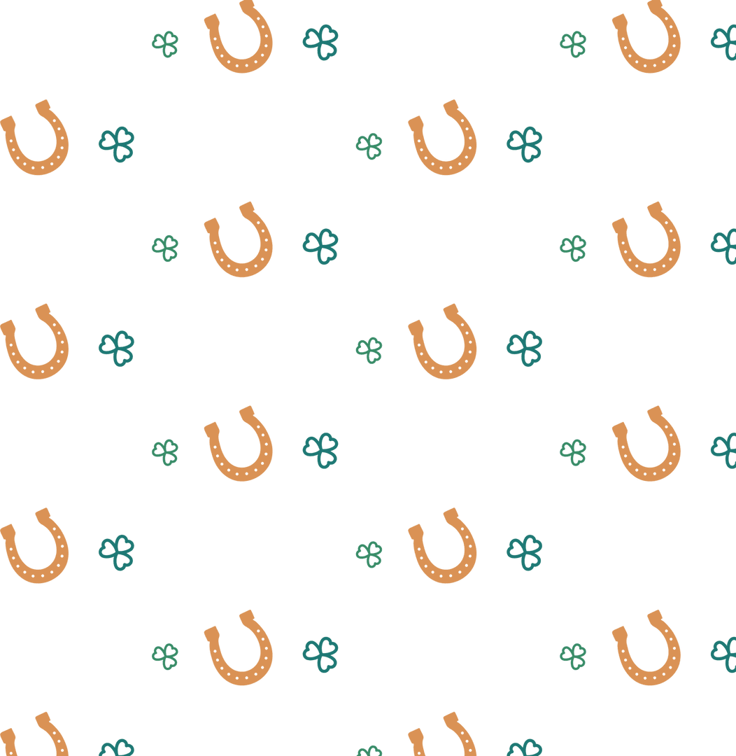 Seamless Horseshoes and Shamrocks on Transparent Background Graphic