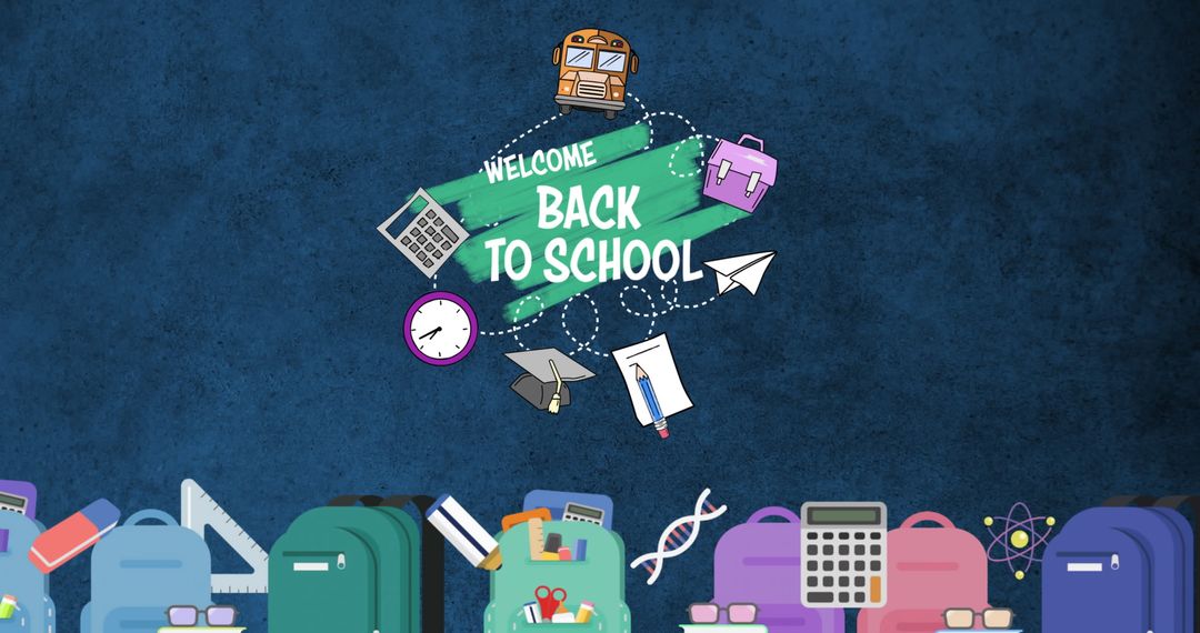 Welcome back to school greeting with educational icons