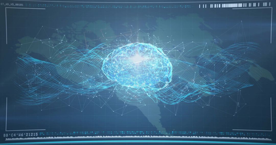 Futuristic Holographic Brain Display in Digital Interface
